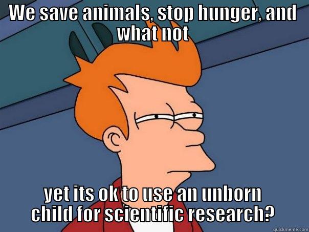 Embryonic Stem Cell Research - WE SAVE ANIMALS, STOP HUNGER, AND WHAT NOT YET ITS OK TO USE AN UNBORN CHILD FOR SCIENTIFIC RESEARCH? Futurama Fry