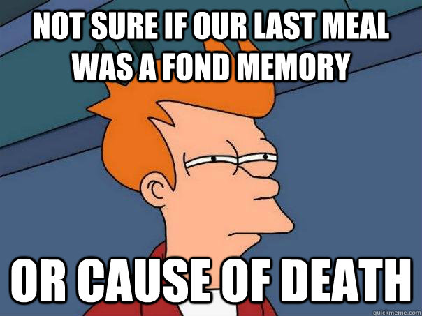 Not sure if our last meal was a fond memory Or cause of death - Not sure if our last meal was a fond memory Or cause of death  Futurama Fry