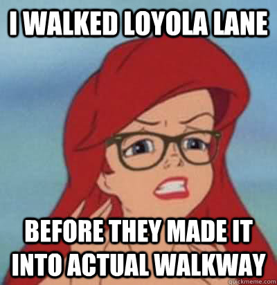 i walked loyola lane before they made it into actual walkway  Hipster Ariel