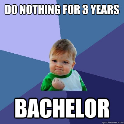 do nothing for 3 years bachelor  Success Kid