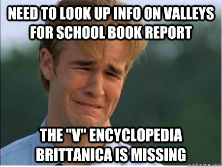 need to look up info on valleys for school book report The 