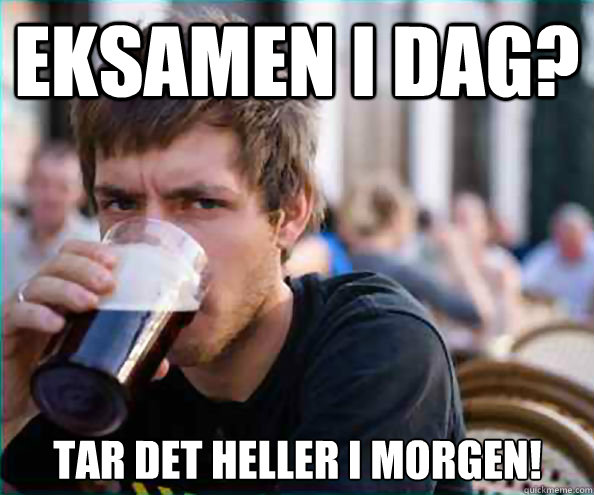 Eksamen i dag?  Tar det heller i morgen!   Lazy College Senior