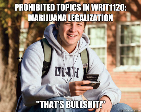 prohibited topics in writ1120:
marijuana legalization  