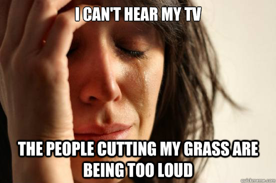 I can't hear my tv The people cutting my grass are being too loud  First World Problems