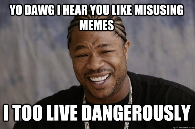 YO DAWG I HEAR YOU Like misusing memes i too live dangerously  Xzibit meme