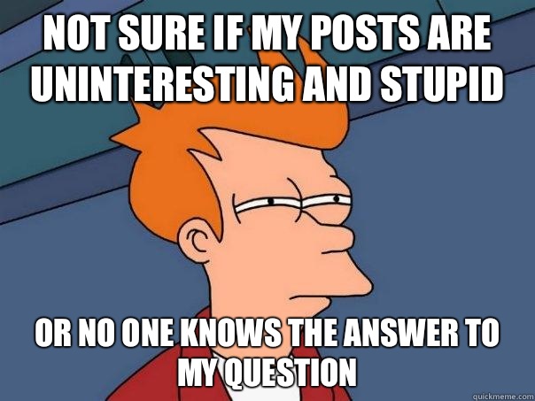 Not sure if my posts are uninteresting and stupid Or no one knows the answer to my question  Futurama Fry