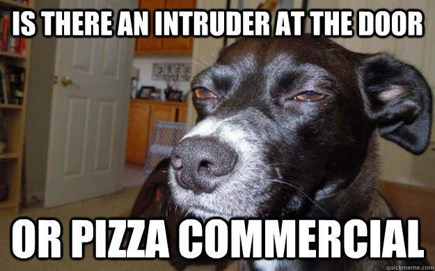 Is there an intruder at the door or pizza commercial   
