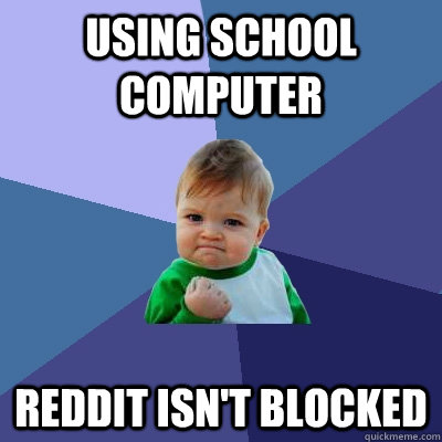 Using School computer Reddit isn't blocked  Success Kid