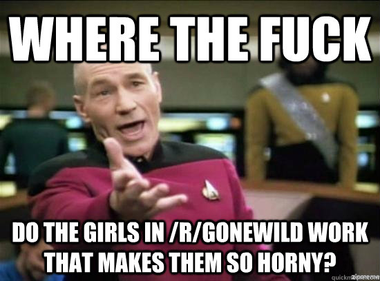 Where the fuck Do the girls in /r/gonewild work that makes them so horny? - Where the fuck Do the girls in /r/gonewild work that makes them so horny?  Annoyed Picard HD