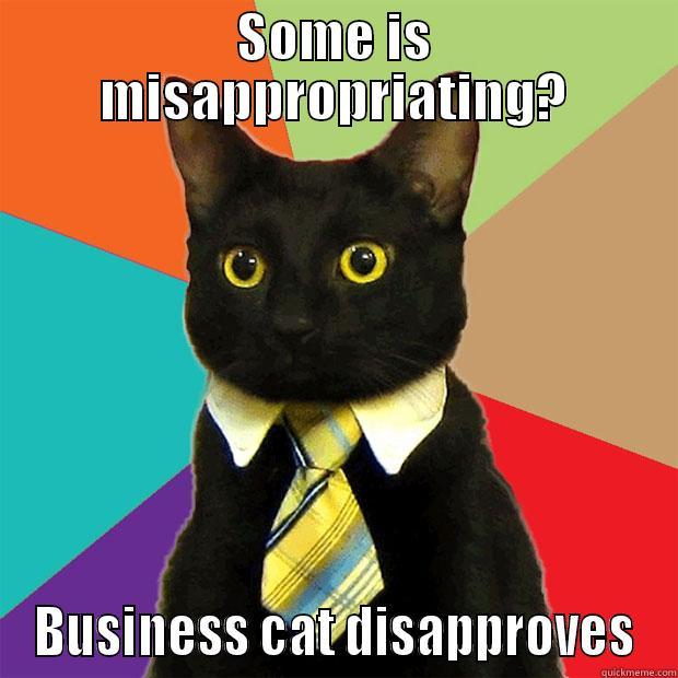 SOME IS MISAPPROPRIATING? BUSINESS CAT DISAPPROVES Business Cat