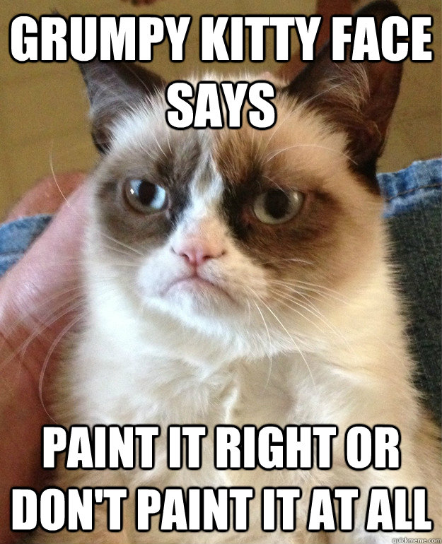 grumpy kitty face says paint it right or don't paint it at all  Grumpy Cat