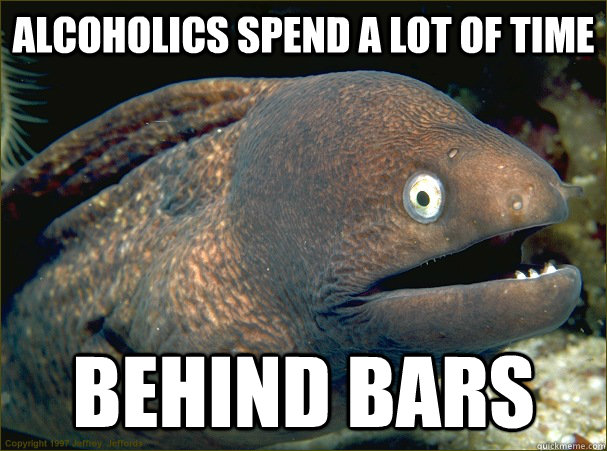 Alcoholics Spend a lot of time Behind bars - Alcoholics Spend a lot of time Behind bars  Bad Joke Eel