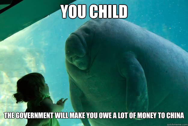 You Child  The government will make you owe a lot of money to china  Overlord Manatee