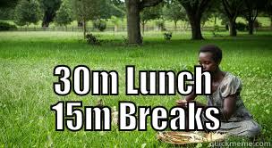  30M LUNCH  15M BREAKS Misc