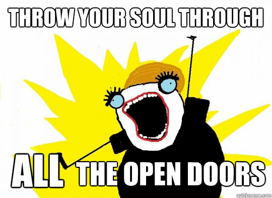 Throw your soul through  all the open doors  