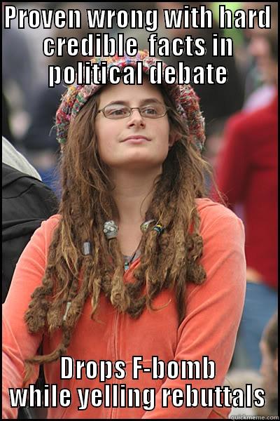 Bad debating - PROVEN WRONG WITH HARD CREDIBLE  FACTS IN POLITICAL DEBATE DROPS F-BOMB WHILE YELLING REBUTTALS College Liberal