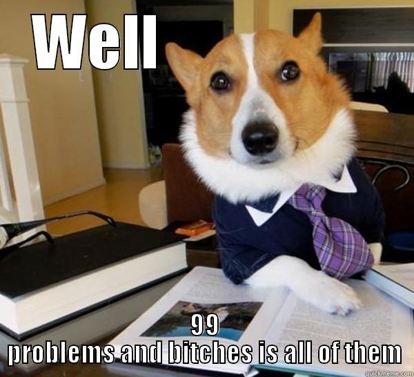 Dumping Pic - WELL                  99 PROBLEMS AND BITCHES IS ALL OF THEM Lawyer Dog