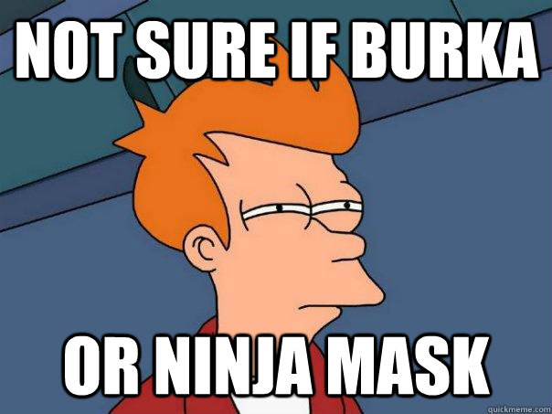 not sure if burka or ninja mask - not sure if burka or ninja mask  Futurama Fry