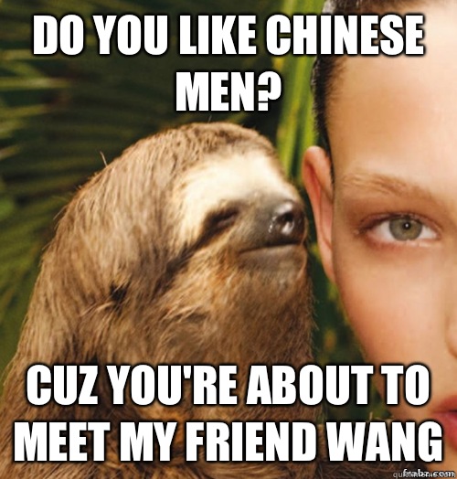 Do you like Chinese men? Cuz you're about to meet my friend Wang  rape sloth