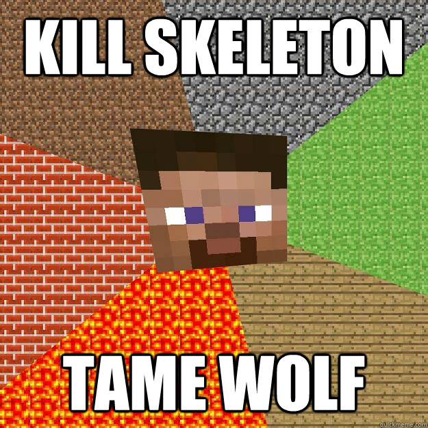 KILL SKELETON TAME WOLF  Minecraft