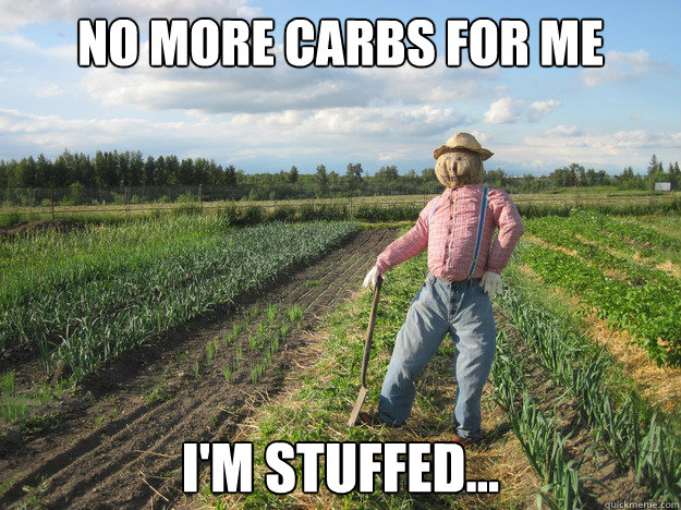 no more carbs for me I'm stuffed...  Scarecrow