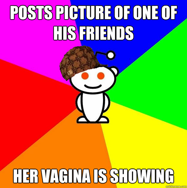 Posts picture of one of his friends Her vagina is showing  Scumbag Redditor