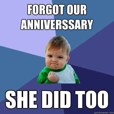 Forgot our anniverssary She did too  Success Kid