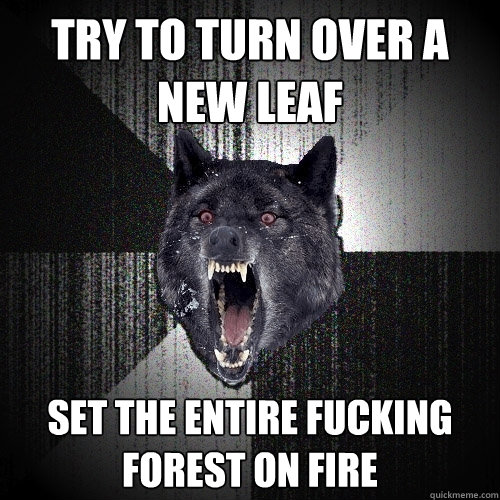 Try to turn over a new leaf Set the entire fucking forest on fire  Insanity Wolf