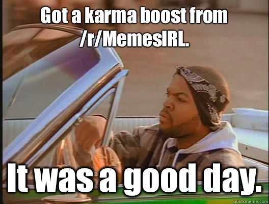 Got a karma boost from /r/MemesIRL. It was a good day.  