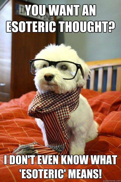 You want an esoteric thought? I don't even know what 'esoteric' means!  Hipster Dog