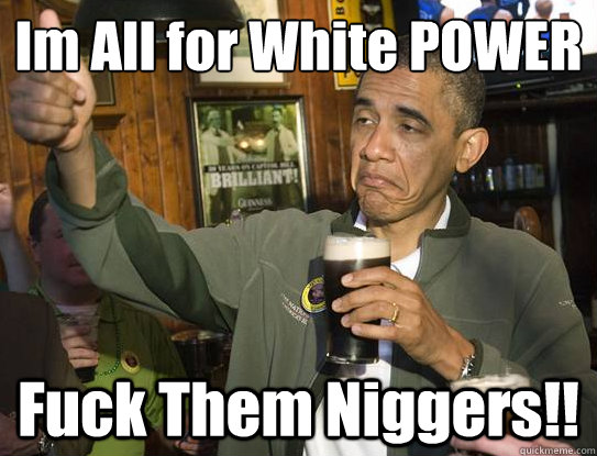 I´´m All for White POWER Fuck Them Niggers!!  Upvoting Obama