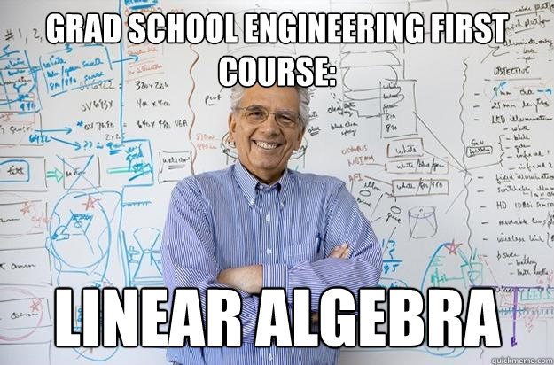 grad school engineering first course: linear algebra  Engineering Professor