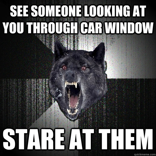 see someone looking at you through car window stare at them - see someone looking at you through car window stare at them  Insanity Wolf