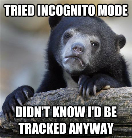 tried incognito mode Didn't know I'd be tracked anyway  Confession Bear