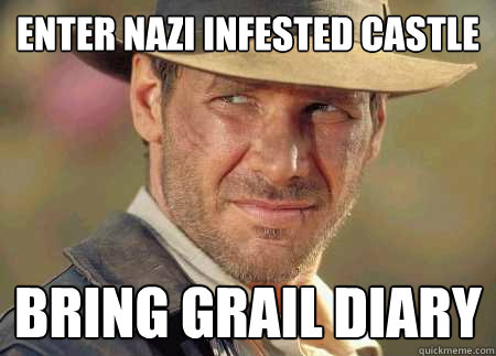 enter nazi infested castle bring grail diary  Indiana Jones Life Lessons