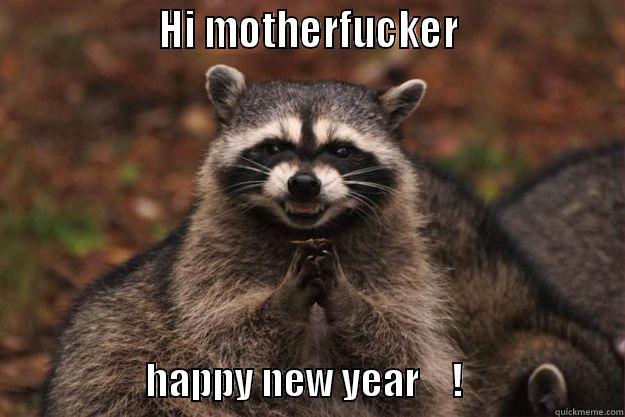                  HI MOTHERFUCKER                                     HAPPY NEW YEAR    !                    Evil Plotting Raccoon