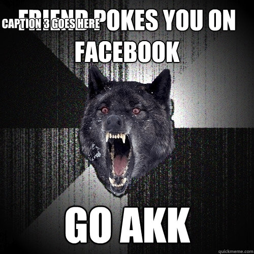 Friend pokes you on facebook go akk Caption 3 goes here  Insanity Wolf