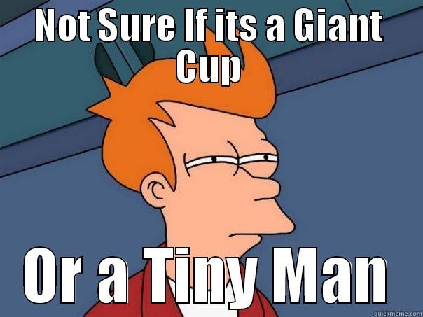 NOT SURE IF ITS A GIANT CUP OR A TINY MAN Futurama Fry