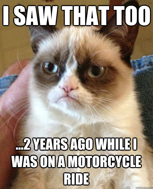 i saw that too ...2 years ago while i was on a motorcycle ride  Grumpy Cat