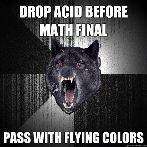 drop acid before math final pass with flying colors  Insanity Wolf