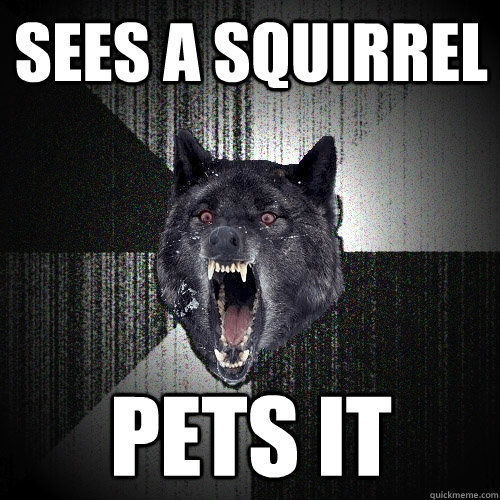 sees a squirrel Pets it - sees a squirrel Pets it  Insanity Wolf