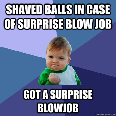 Shaved balls in case of surprise blow job Got a surprise blowjob  Success Kid