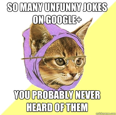 So many unfunny jokes on google+ You probably never heard of them - So many unfunny jokes on google+ You probably never heard of them  Hipster Kitty