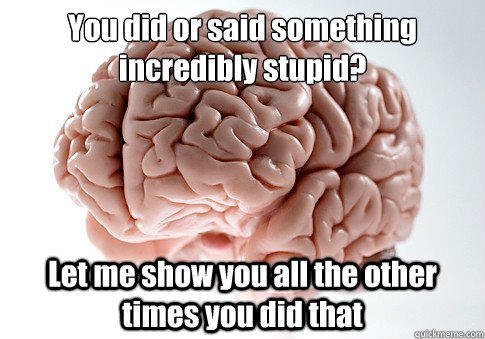 You did or said something incredibly stupid? Let me show you all the other times you did that   Scumbag Brain