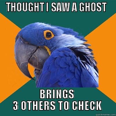 THOUGHT I SAW A GHOST  BRINGS 3 OTHERS TO CHECK Paranoid Parrot