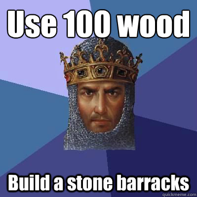 Use 100 wood Build a stone barracks  Age of Empires