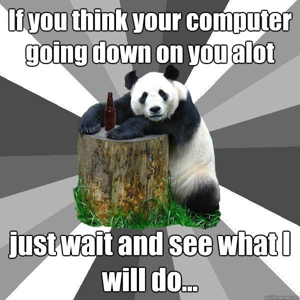 If you think your computer going down on you alot just wait and see what I will do...
  Pickup-Line Panda