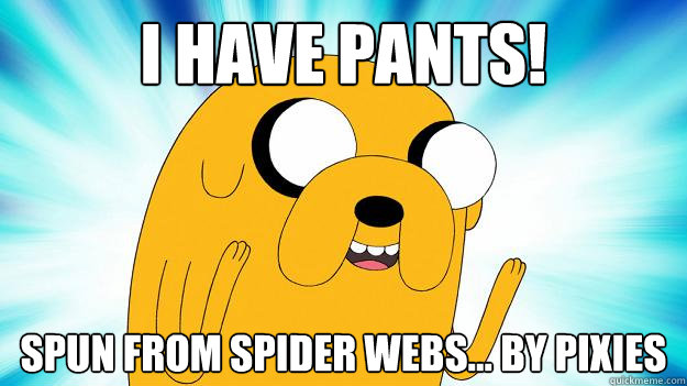 i have pants! spun from spider webs... by pixies  Jake The Dog