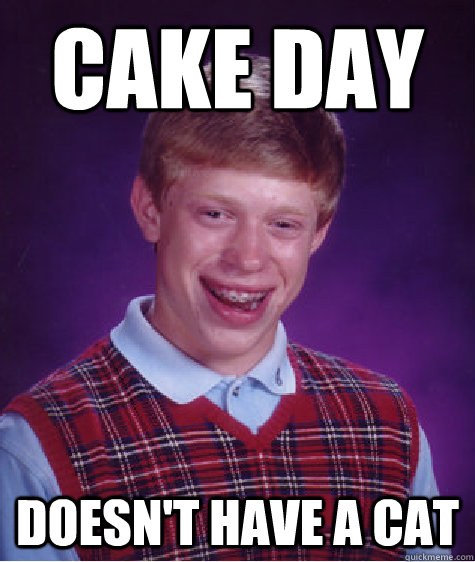 Cake day Doesn't have a cat  Bad Luck Brian