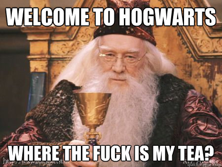 Welcome to Hogwarts where the fuck is my tea?  Drew Dumbledore